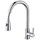 Hot 304 Stainless Steel Sliver Hot Cold Spray Pull Out Kitchen Faucet