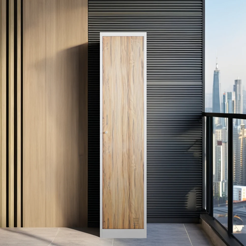 Modern Single Door Metal Steel Wardrobe Closet Cabinet Innovative Knock-Down Design for Bedroom Furniture with Lockers