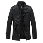 Leather Jacket 2021 Men Winter Business Long PU Leather Jacket Fashion Motorcycle Slim Coat Male