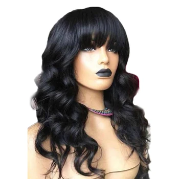 Body Wave 12a Hair Raw India Hair Vendor Wholesale Apple Girl Wigs For Black Women Machine Made Wig Human Hair Wigs With Bangs