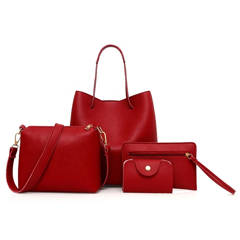Designer Large Capacity 4 Piece Suit Women Leather Handbags Pu Leather Handbag Sets