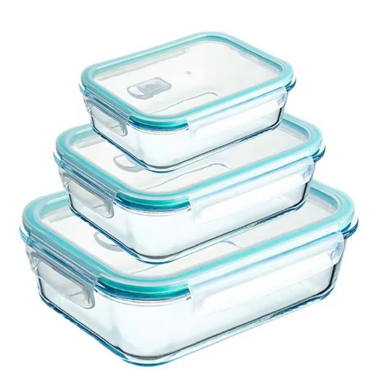 Reusable Borosilicate Glass Food Storage Container Meal Prep Lunch Box Set With Airtight Lock Lids storage bowl