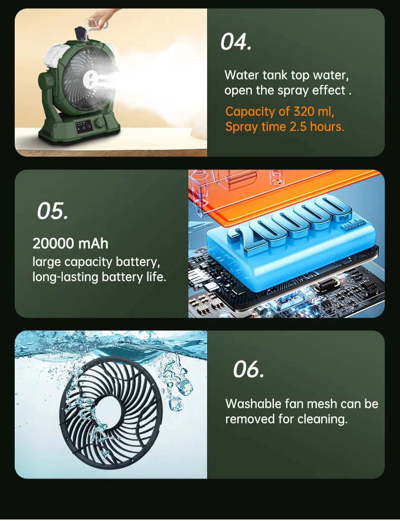 Rechargeable Fan, Portable, LED - detail 18