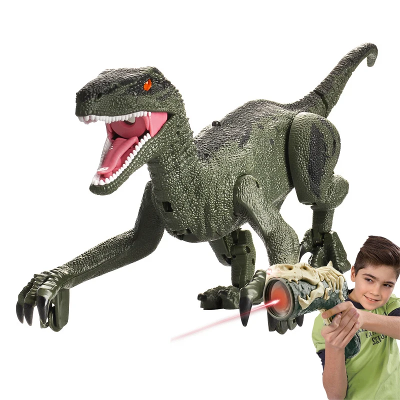 Infrared laser gun 5 channel remote control walking led rc dinosaur robot toy