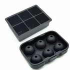Ice 6 Gauge Ice Tray Silicone Set With 2 Dual Free Ball Ice Hockey Mold Reusable Large Square Ice Mold For Whisky