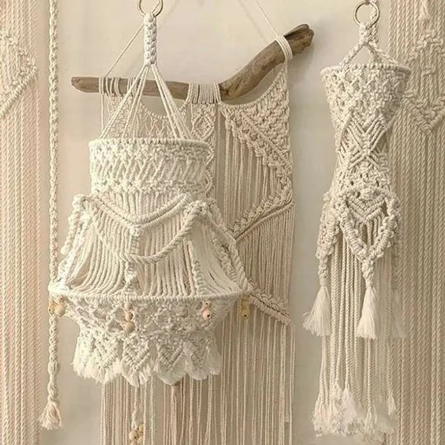 Superior home decor dremisland woven Eco-friendly macrame lampshade wall hanging boho macrame wall hanging