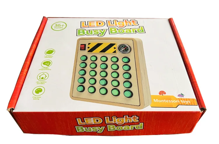 Mainan Sensorik Montessori Permainan Ejaan Pendidikan Papan Sibuk Lampu Led Elektronik Kayu Untuk Pembuatan Anak-anak