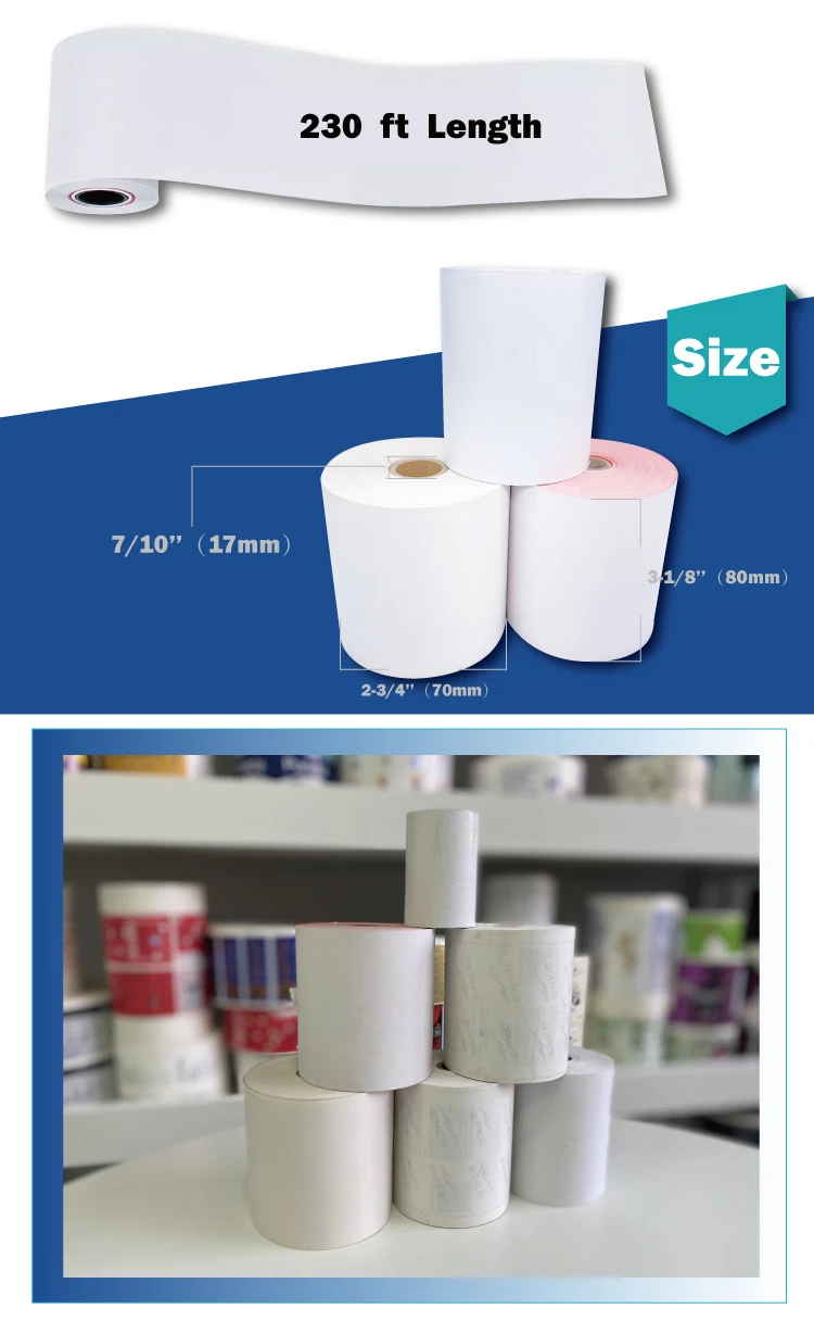 80x50mm+13*17mm/roll cash register paper roll thermal receipt thermal  for pos printer