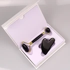 Jade Amazon Hot Sell Natural Obsidian Jade Roller Black Stone Roller For Face Massager Gua Sha And Roller In Box
