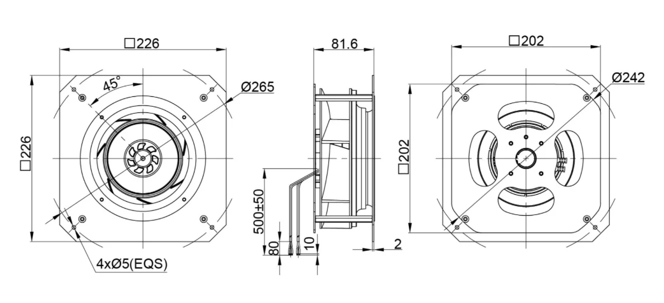 External Rotor Motor, IP55, 175mm, Centrifugal - detail 4