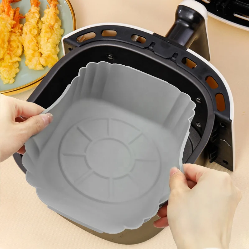 Food Grade Reusable Air Fryer liner Pan with Heat-proof Gloves Air Fryer Basket Easy Cleaning Air Fryer Silicone Pot