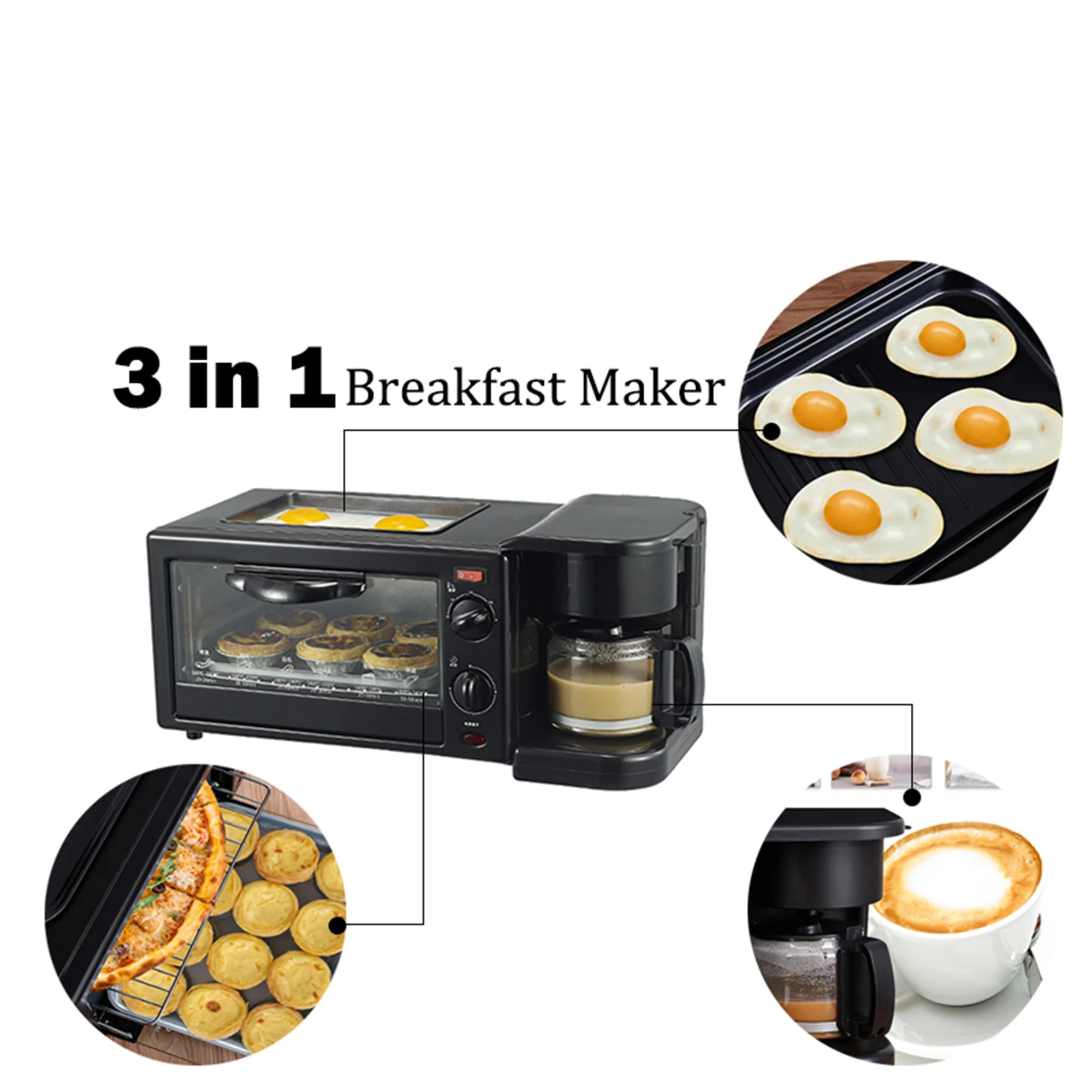 Coffee Maker Sandwich Maker Breakfast Hub And Griddle Pan 3 In 1