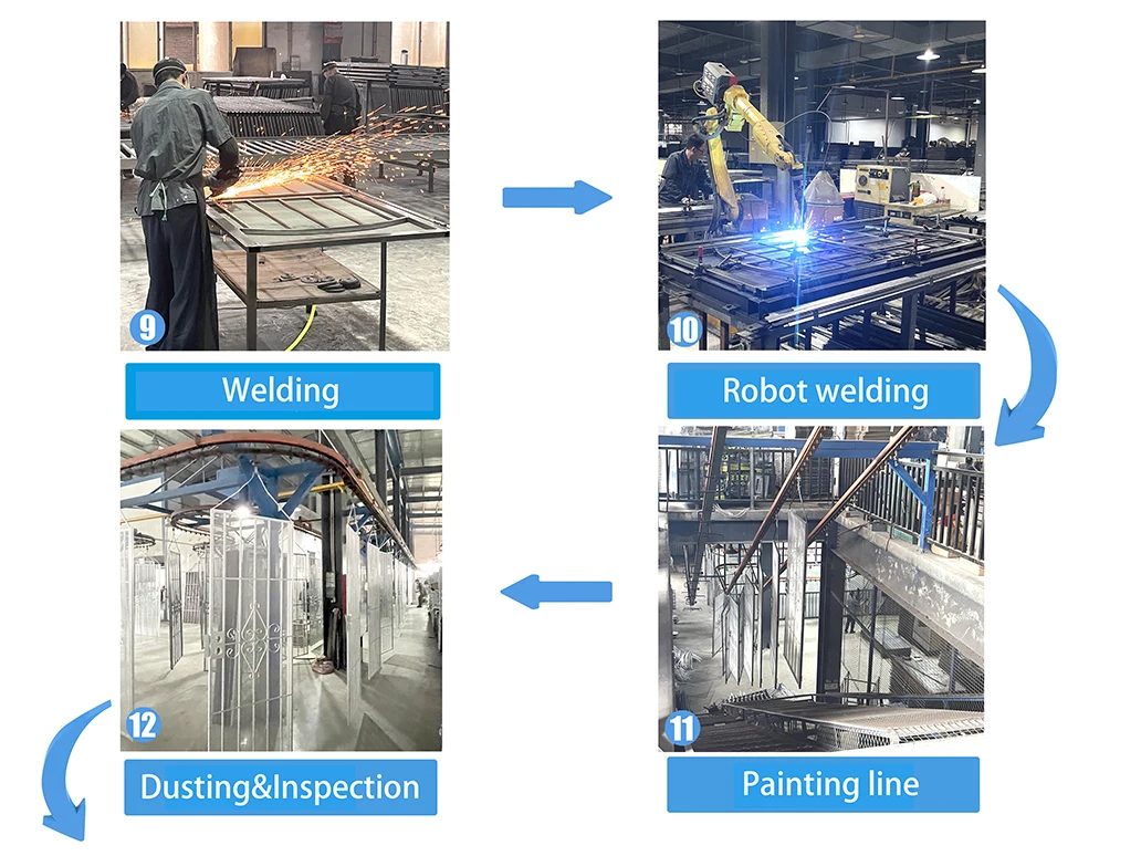 Factory Price modern style security iron doors home security door for warehouse safety
