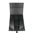 Custom Gift Folding Gift Box With Ribbon Luxury Hard Paper Board Folding Magnetic Custom Design Black Gift Box With Ribbon