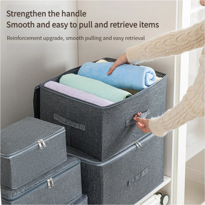 OEM New Household wardrobe clothes organizer basket storage box cationic fabric storage box clothes organizer box with lid