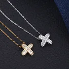 Cross Pendant SKA S925 Sterling Silver Necklace Cross Full White Zircon Pendant Necklaces