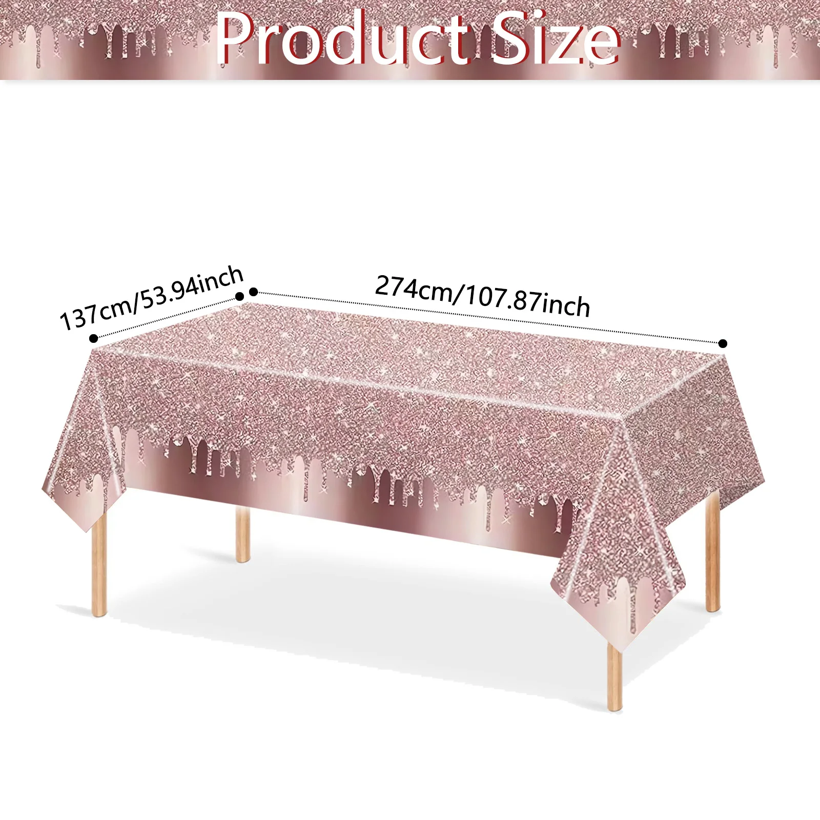 Large Size Rose Gold Party Tablecloths Disposable Table Cover Rose Gold Color Birthday Wedding Party Supplies Plastic Tablecloth