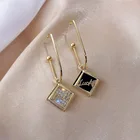 New Square Women's Jewelry Long Style Fashion Temperament Letter Earrings