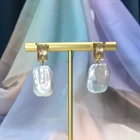 925 Silver Earrings Hot Selling 925 Silver Natural Freshwater Baroque Pearl Rectangular Stud Earrings Jewelry
