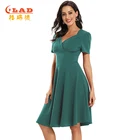 2021 Women Fashion Dresses Summer Ladies Vintage Evening Dress With Solid Pattern Big Sweep