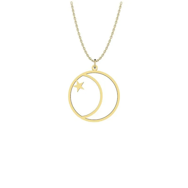 hot sale custom women's men's moon star stainless steel jewelry necklaces, wholesale men women necklace pendants jewelry