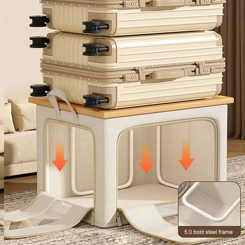 Collapsible Steel Frame Modern Large Capacity Fabric Storage Box for Home Wardrobe Quilt and Clothing Organization details