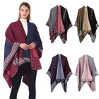 Scarf Shawl Autumn Winter Bohemian Over Sized Scarf Grid Scarf Poncho Shawl Scarf Warm Wool Shawls For Women