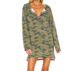Cotton Long Street Style Oversize Mini Dresses Ladies Camouflage Cotton Knit V-neck Long Sleeve Loose Casual Club Dress
