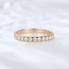 Ring Eternity Band 14k Gold Ring Single Row Micro Pave Round Moissanite Ring Gold Wedding Half Eternity Band
