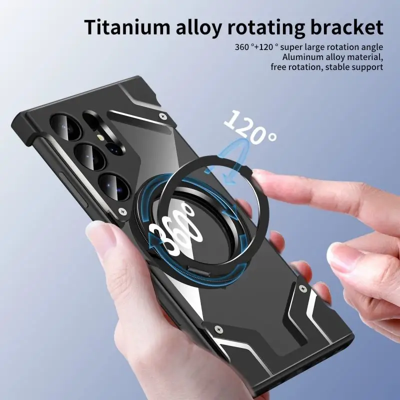 product ultra thin hard shockproof waterproof magnetic kickstand 360 rotatable mobile phone case for samsung s25 ultra metal stand-5