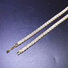 Diamond Gold Iced Out Fake Diamond Tennis Cuban Chain For Men Women In Silver Gold Multicolored 5mm Width
