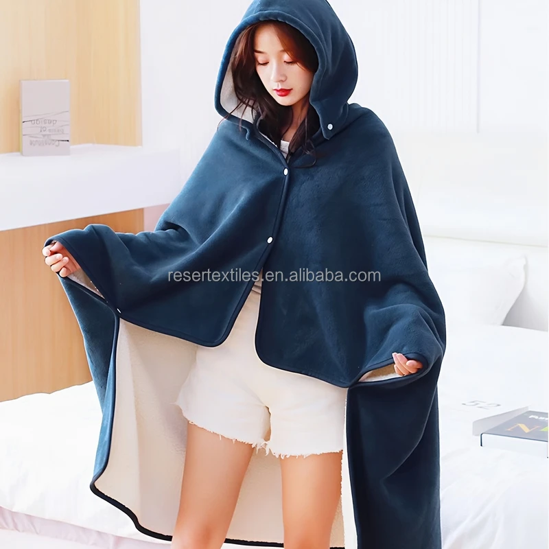 Wholesale Velvet Bath Blanket European Style Absorbent Anti-Pilling Eco-Friendly Customizable Shawl Cape Wrap Wearable Blanket