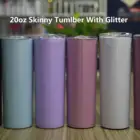 20oz Skinny White Straight Sublimation Blanks Stainless Steel Tumblers With Metal Straw