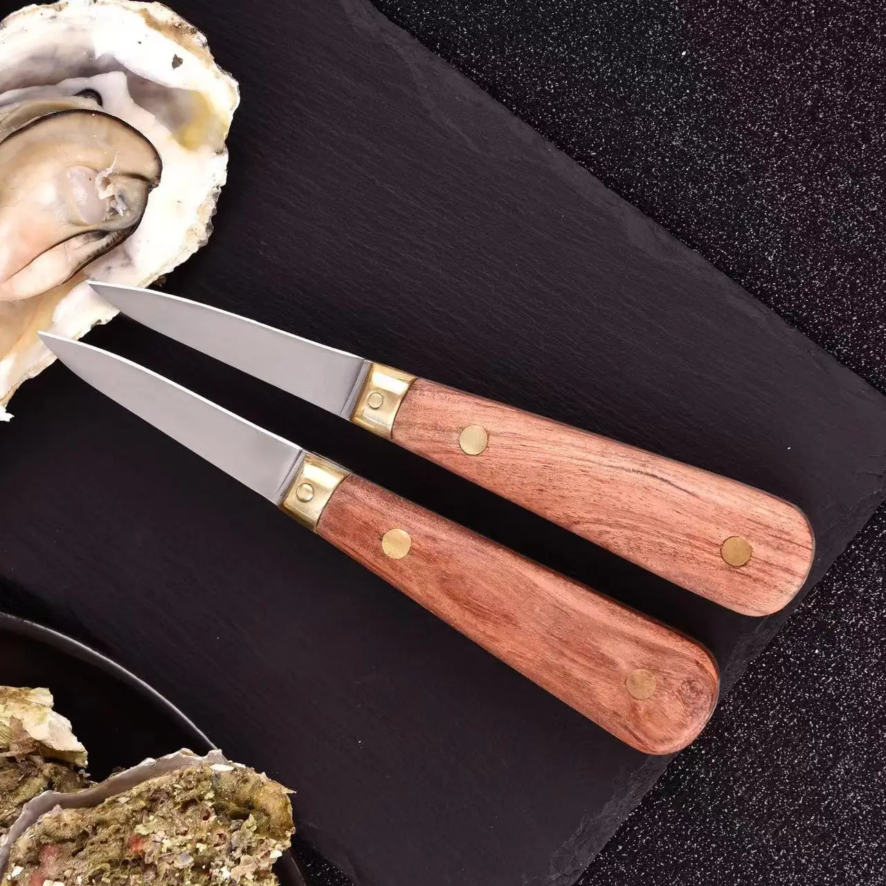 Stainless Steel Wood Handle Seafood Tools Handmade Shucking Oyster Knife and Opener For Shrimp Lobster oyste Shucking Knife