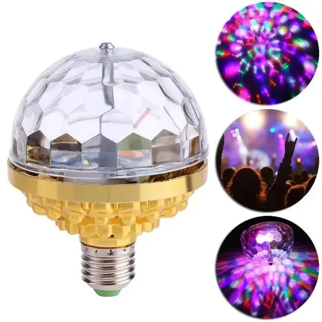 Colorful E27 Rotating Atmosphere 360 Magic Ball Bulb Stage Effect LED Lamp Night Light For DJ Disco KTV Dance Party