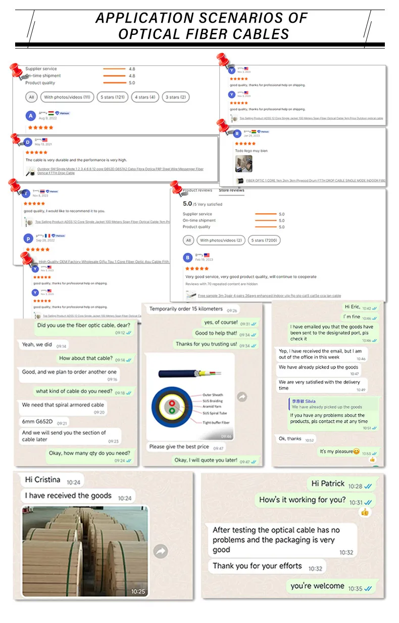 Outdoor Armored Fiber Optic Cable GJYXCH 1KM 2KM Single Mode 1/2/4 Cores with Operating Temperature 40~+70 for Telecom Communication