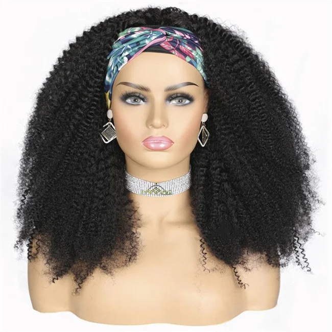 Favorable thick human hair headband Wigs Wholesale virgin afro kinky curly machine made Human Hair Wig vendors