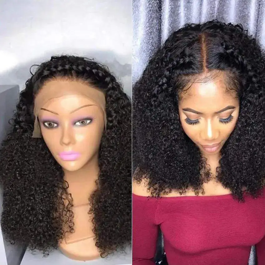 8-30 Inch Mongolian Afro Kinky Curly Human Hair Lace Front Wigs Virgin Hair Transparent Hd Full Lace Frontal Wig With Baby Hair