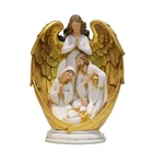 Statue Holy Family Hot Sale Resin Angel Statue Praying With Holy Family Under Star For Tabletop Figurine