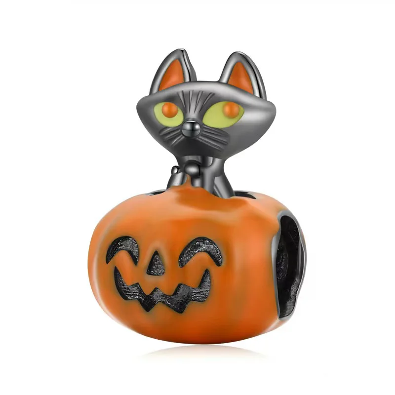 Wholesale Halloween Pumpkin Charms Beads For Snake Bracelets Fashion DIY Jewelry 925 silver charms For Women