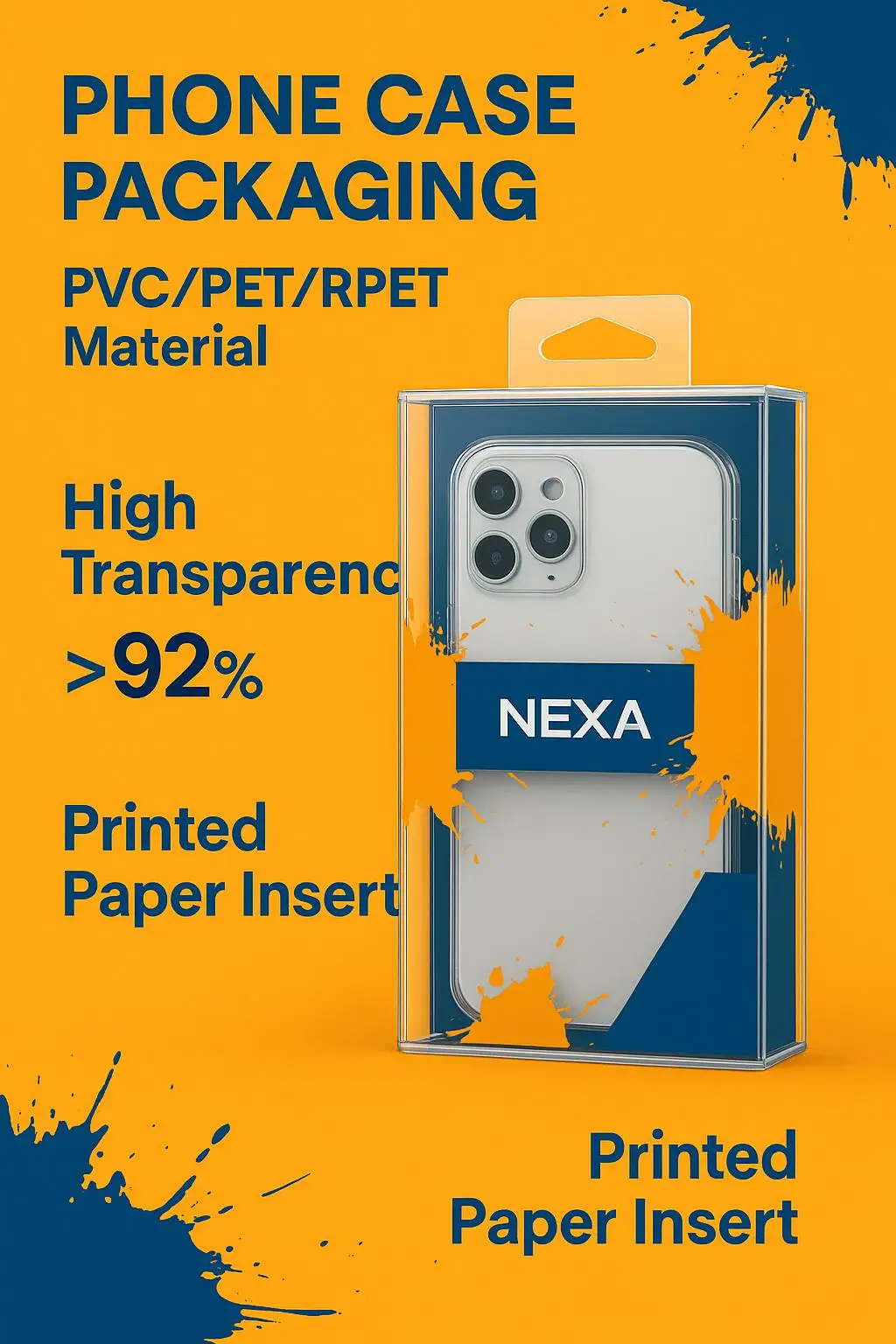 Custom Clear Plastic PET Retail Box Hanger for Packaging Mobile Phone Cases Stickers Candles Crafts Gifts Durable PE Vinyl - detail 4