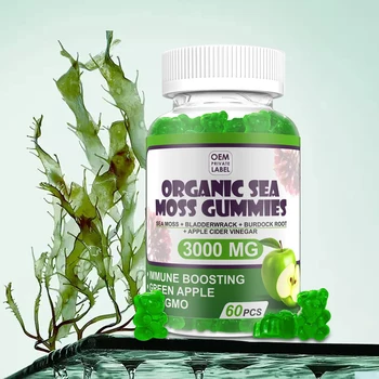 Wholesale Private Label Organic Body Detox Clean Improve Immune Sea Moss Gummy with Bladderwrack Burdock Apple Cider Vinegar