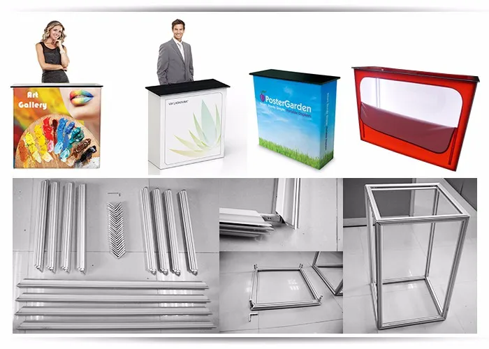 product fast curtain show front desk led display stand exhibition advertising promotion reception folding light box booth customization-3