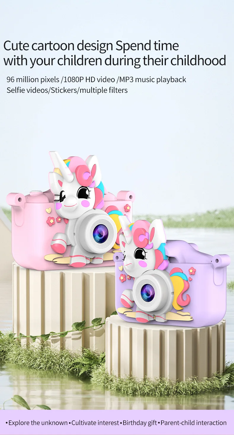 2024照片视频数码相机卡通1080P高清双相机