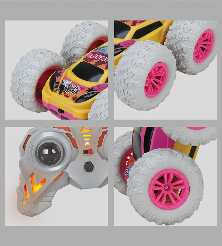 fast gearz 24ghz rc stunt car for kids 360 flips double sided driving remote control toy with expert stunt moves-2