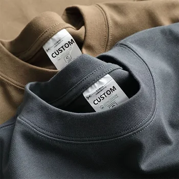 plain heavy cotton technological luxury tshirt unisex custom print logo mock neck blank t shirt oversize men's t-shirt for men
