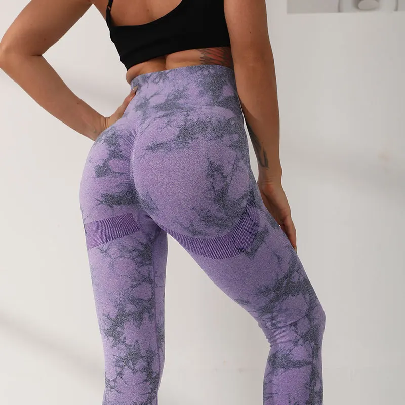 New tie-dye yoga pants seamless high waist tight peach buttock sports fitness sexy pants