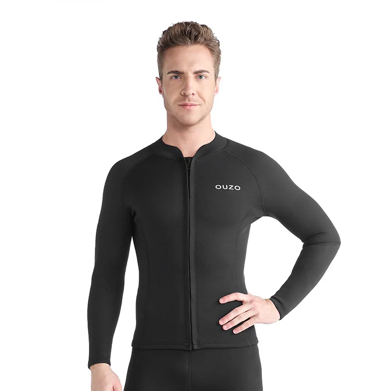 1.5mm Front Zip Neoprene Snorkeling Swim Suit Diving Wetsuit Jacket Surfing Split Top