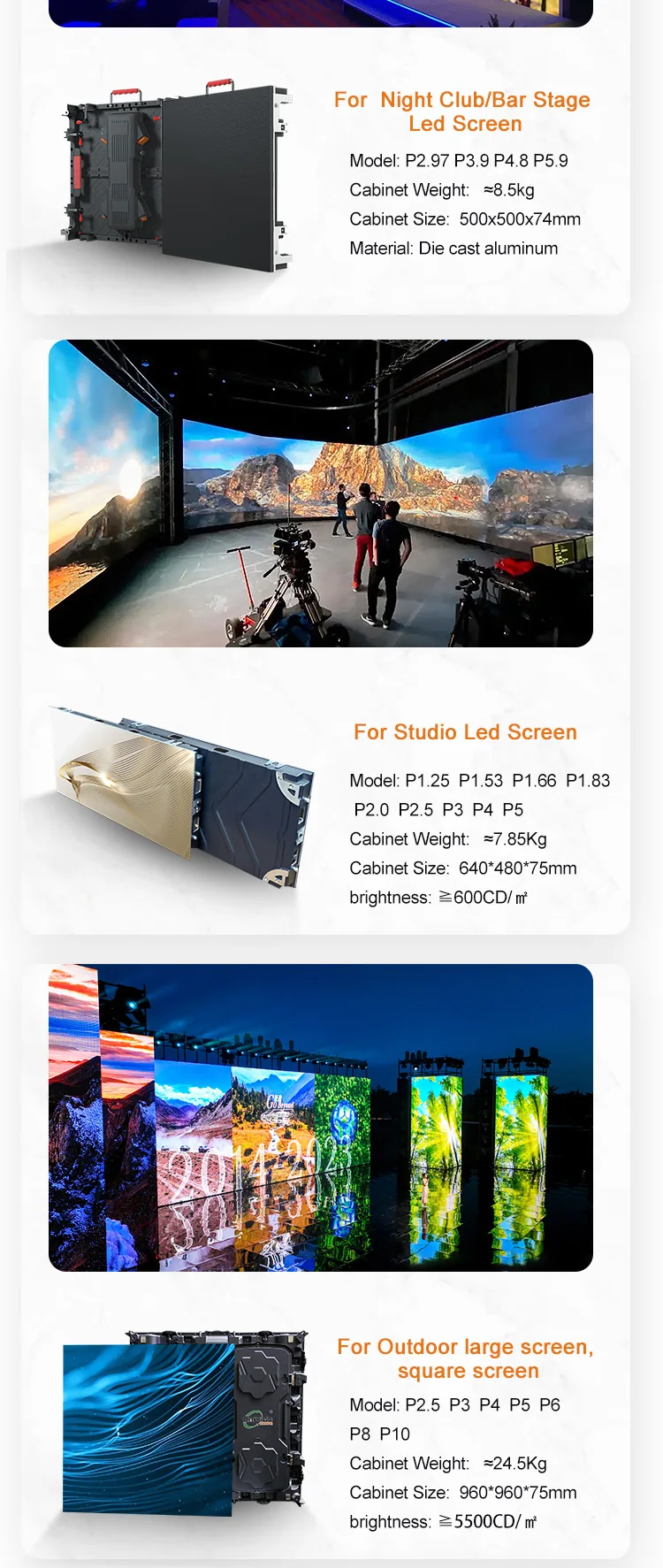 Rental LED Display with 5 Years Warranty 6000 CD Brightness and 2500 cd for Indoor Outdoor Video Wall