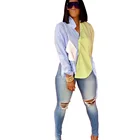 Ladies Blouses Blouse Woman New Ladies Blouses Striped Stitching Long-sleeved Wild Irregular Women's Plus Size T-shirts